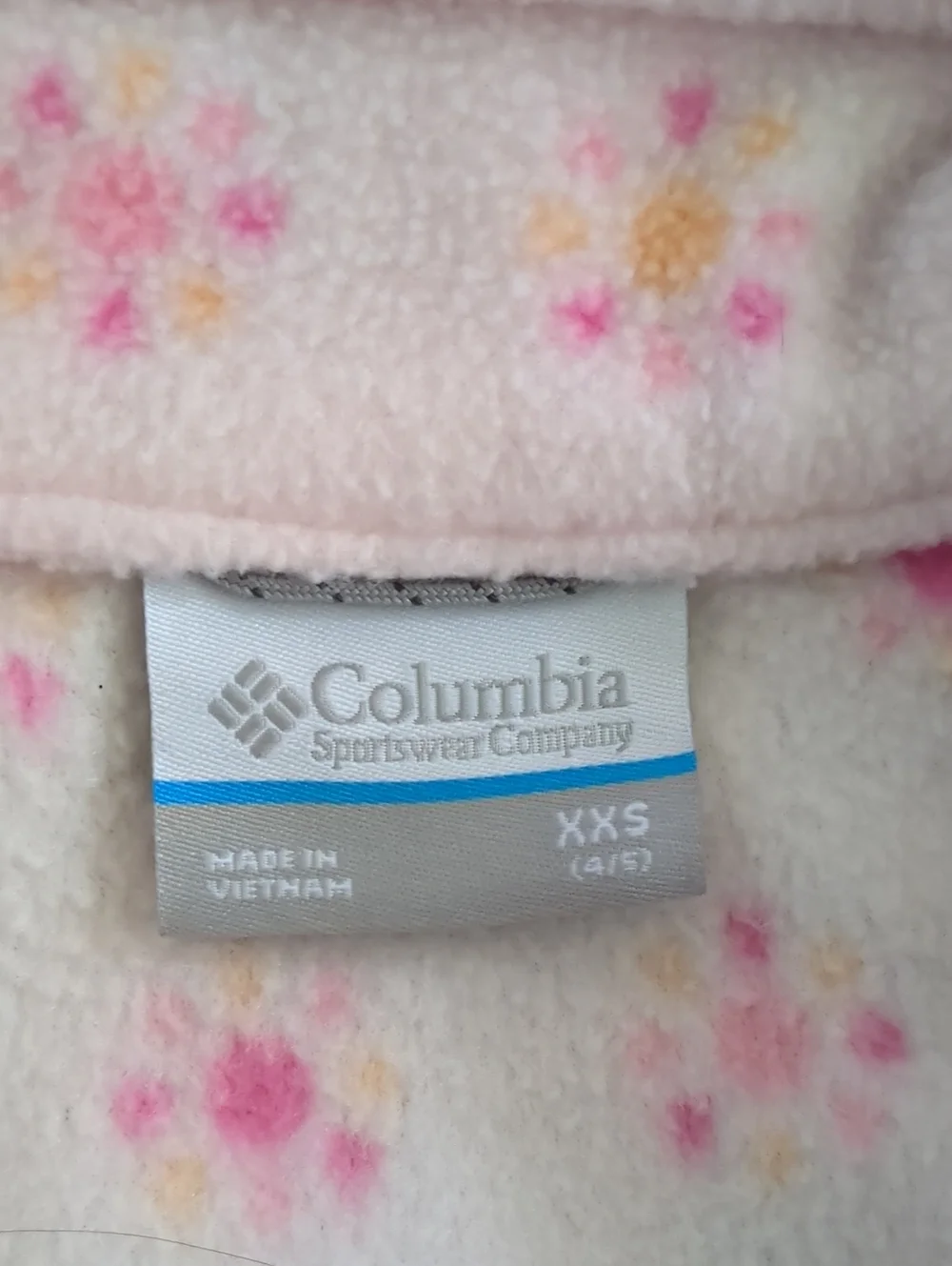 Columbia Pink Fleece Foral Girls Toddler Jacket With Pockets, Size XXS 4 or 5